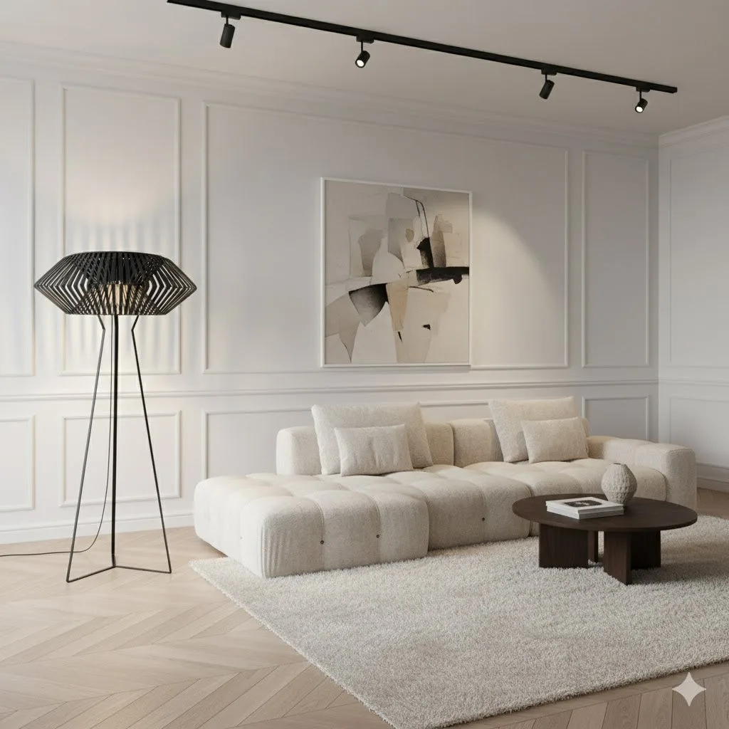 Lampadaire sculptural design à pied tripode — visuel e-commerce Rivet-Lozano